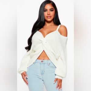 🤍🌷Almost Famous Off-the-Shoulder White Sweater